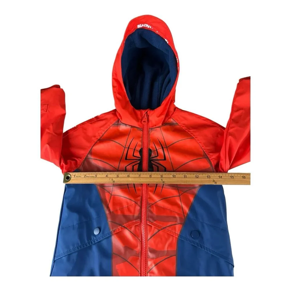 MARVEL AMAZING SPIDERMAN Warm Fleece Lined Waterproof Raincoat 3-4 Year‎ VGC